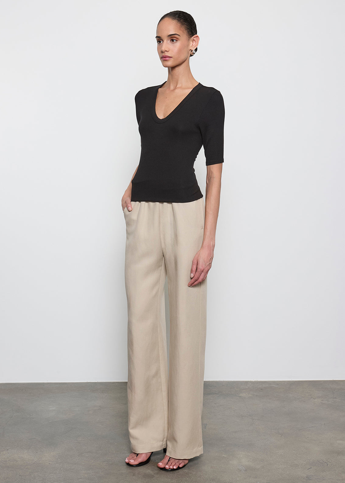 Silk Rib Half Sleeve U | Black – Enza Costa