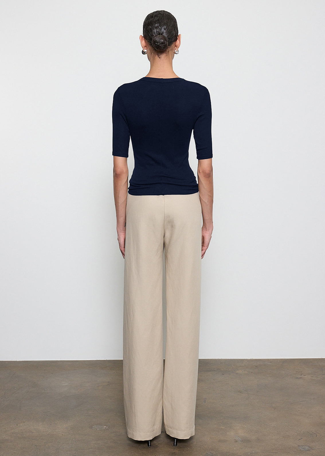 Silk Rib Half Sleeve U | Indigo