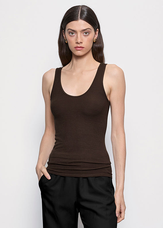 Silk Rib Tank | Coffee Bean