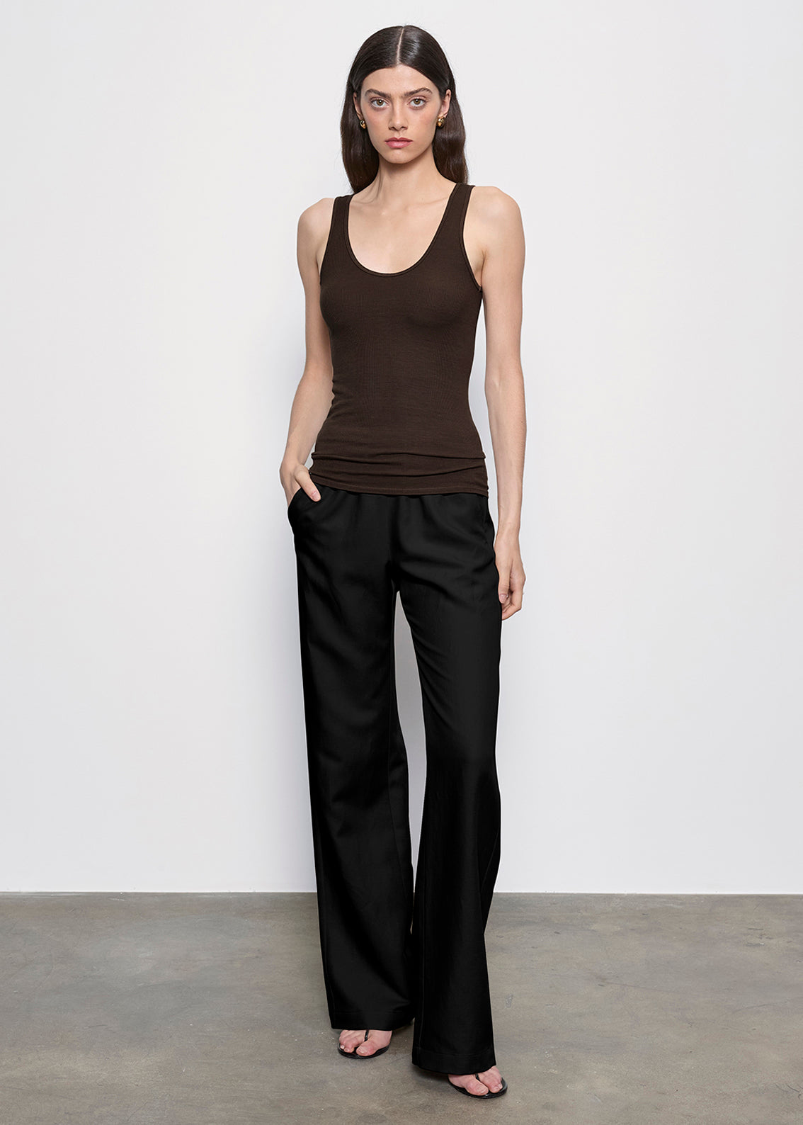Silk Rib Tank | Coffee Bean