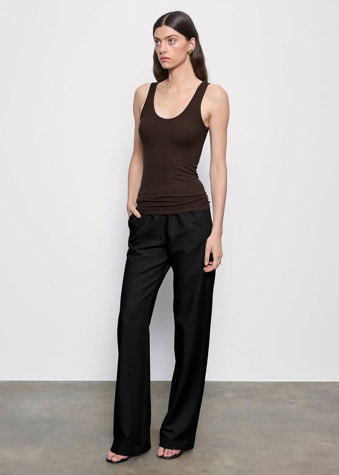 Silk Rib Tank | Coffee Bean