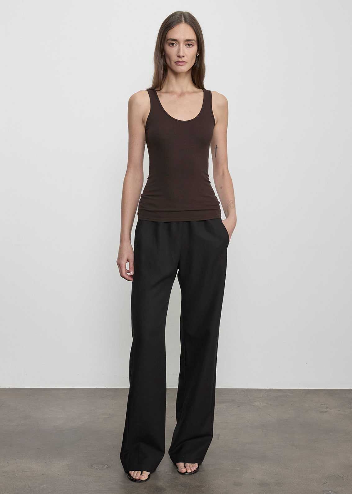 Fluid Silk Rib Tank | Coffee Bean
