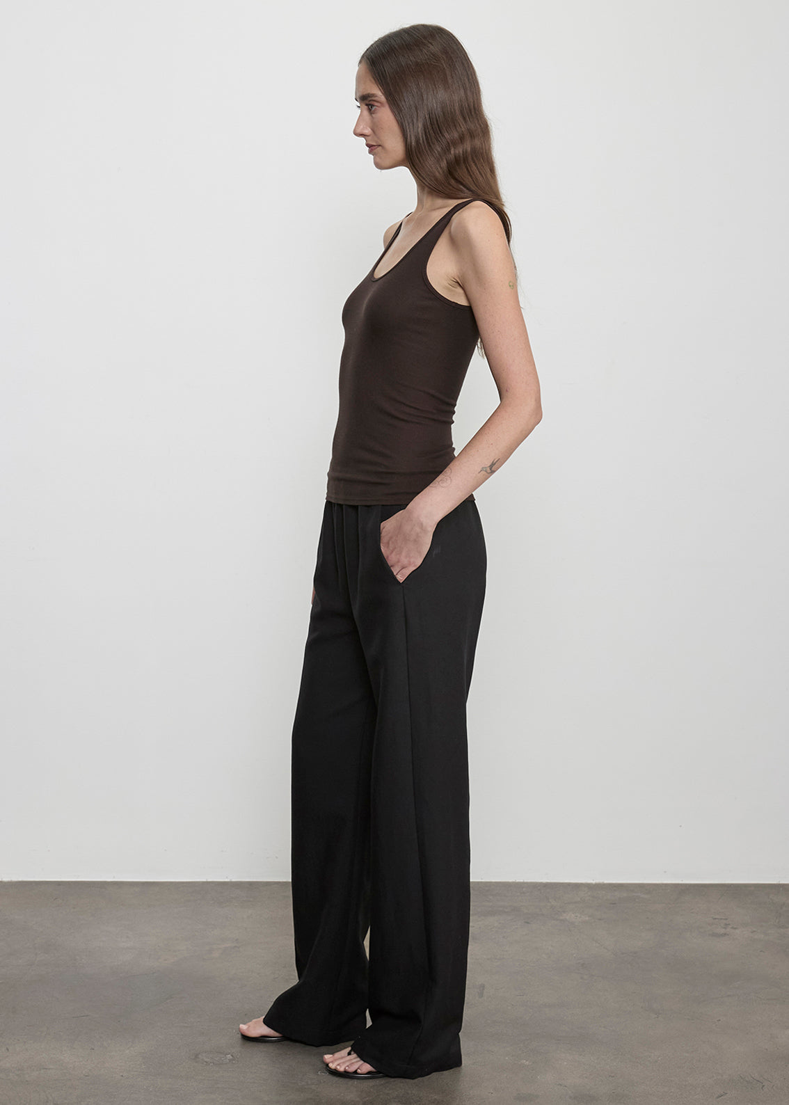 Fluid Silk Rib Tank | Coffee Bean