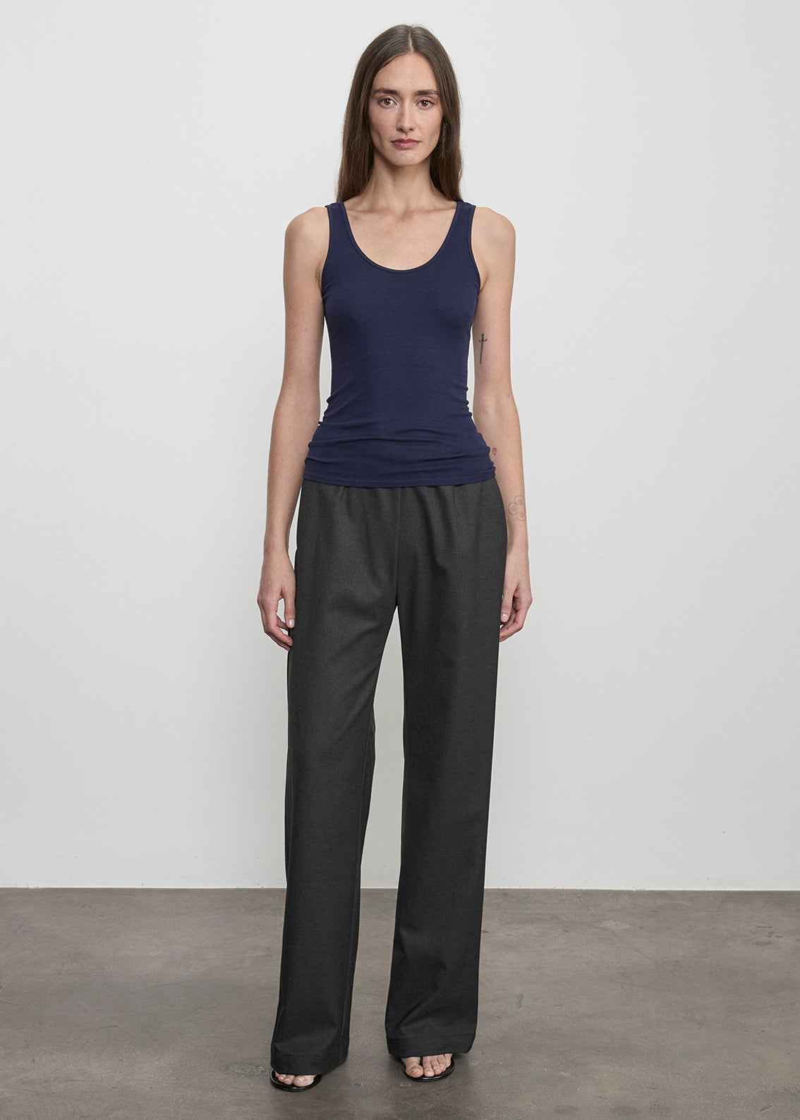 Fluid Silk Rib Tank | Indigo
