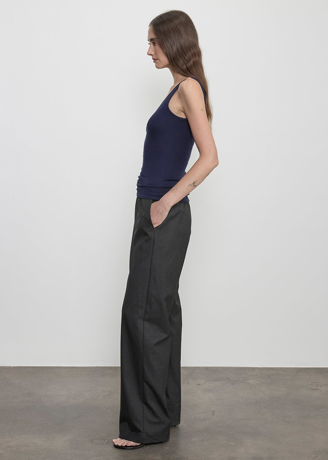 Fluid Silk Rib Tank | Indigo