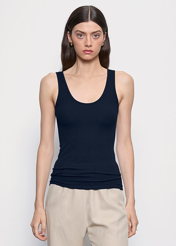 Silk Rib Tank | Indigo