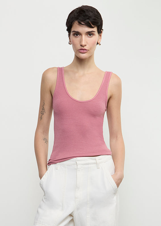 Silk Rib Tank | Rose Wood