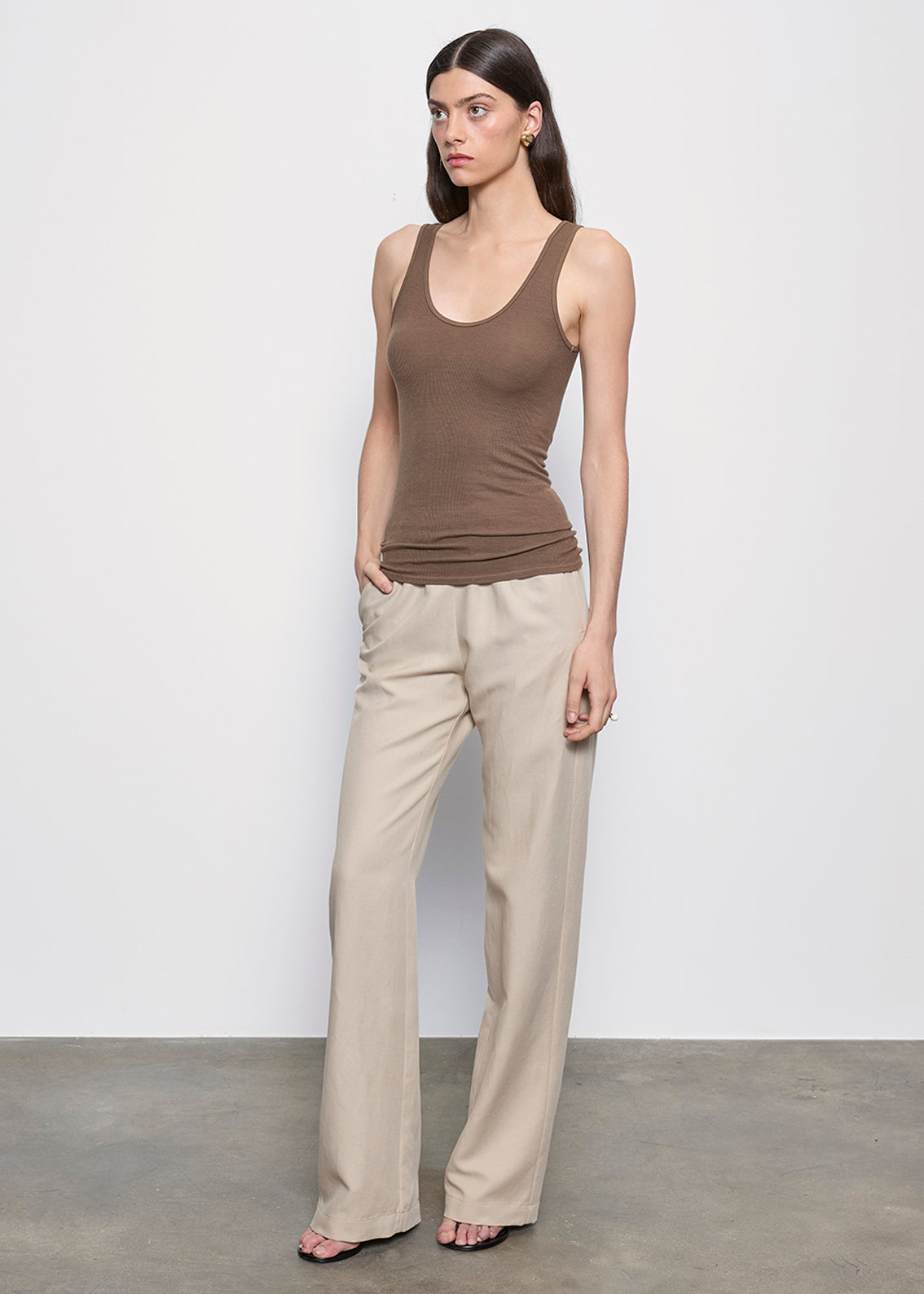 Silk Rib Tank | Shiitake – Enza Costa
