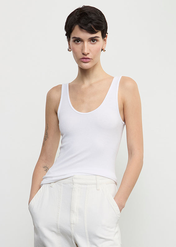 Silk Rib Tank | White