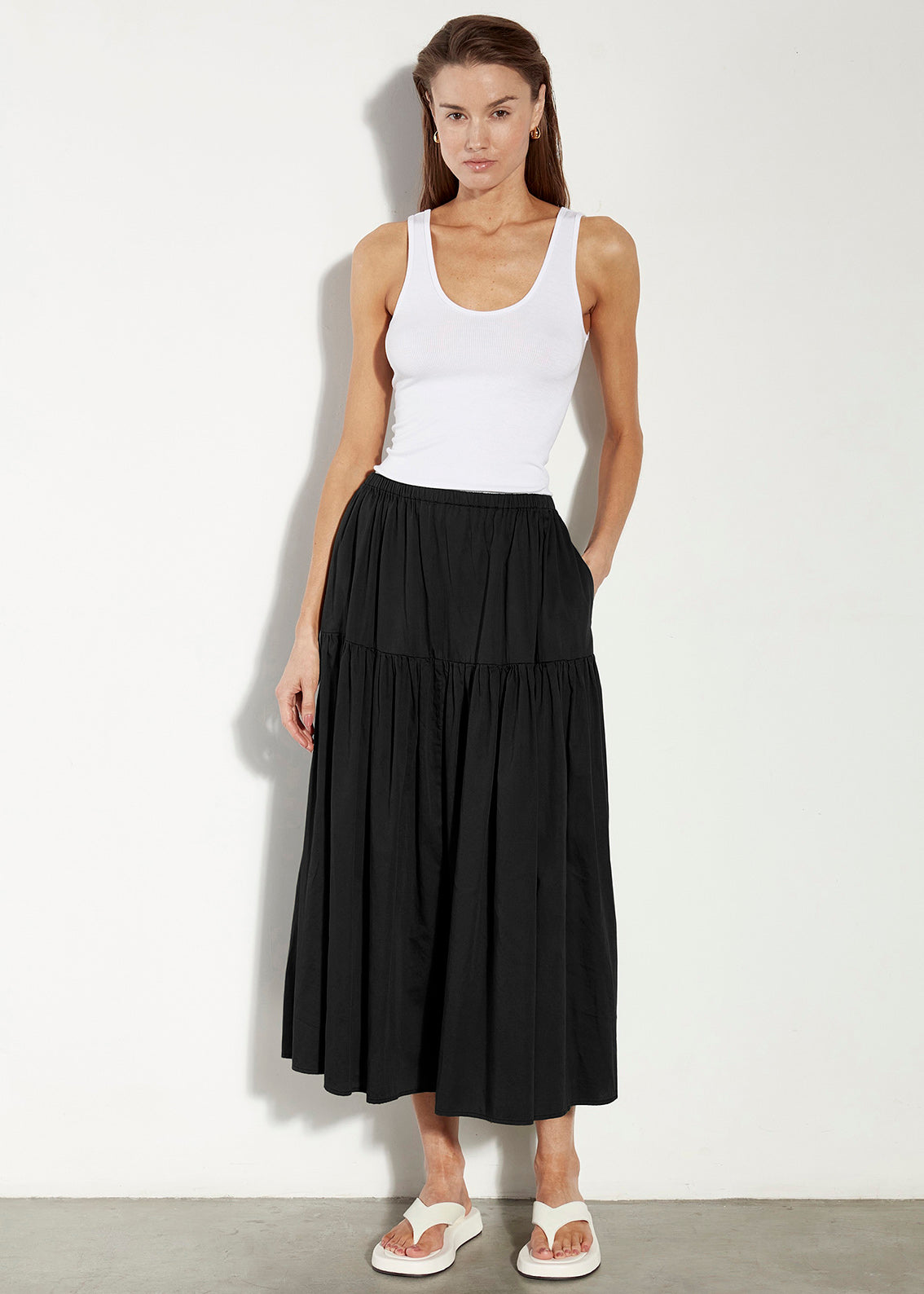 Tiered Maxi Skirt_Black-Front