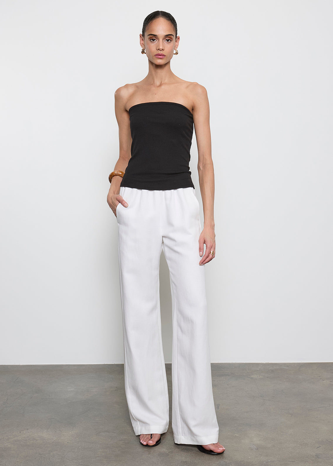 Silk Rib Tube Top | Black