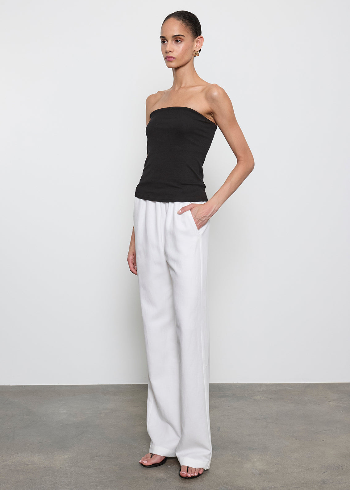 Silk Rib Tube Top | Black
