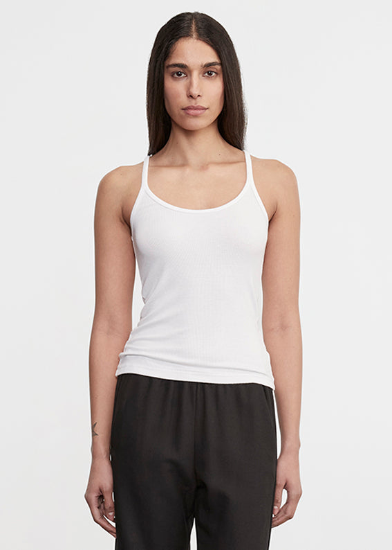 Silk Rib U Tank | White