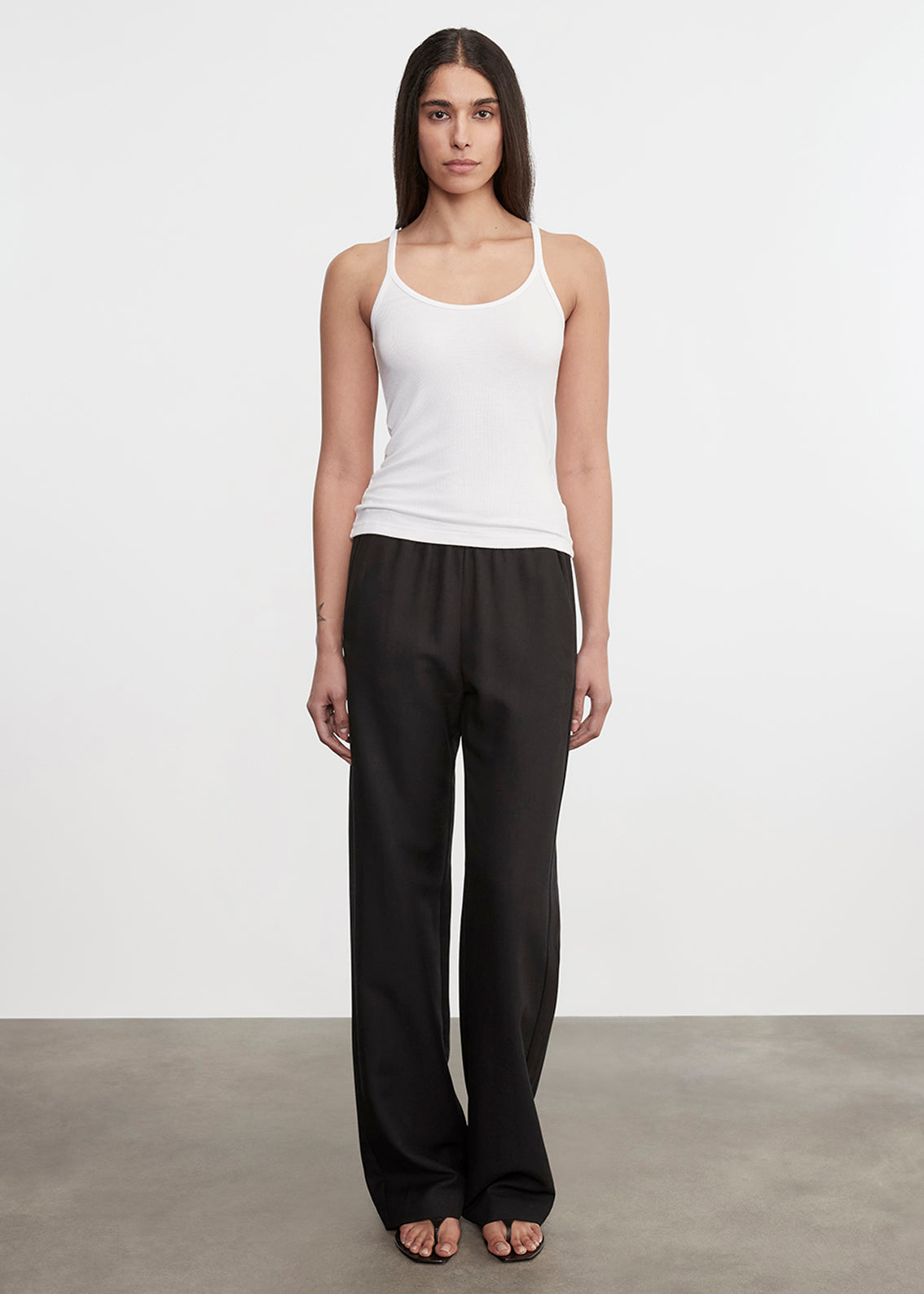 Silk Rib U Tank | White