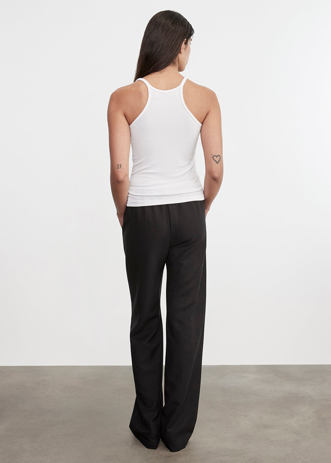 Silk Rib U Tank | White