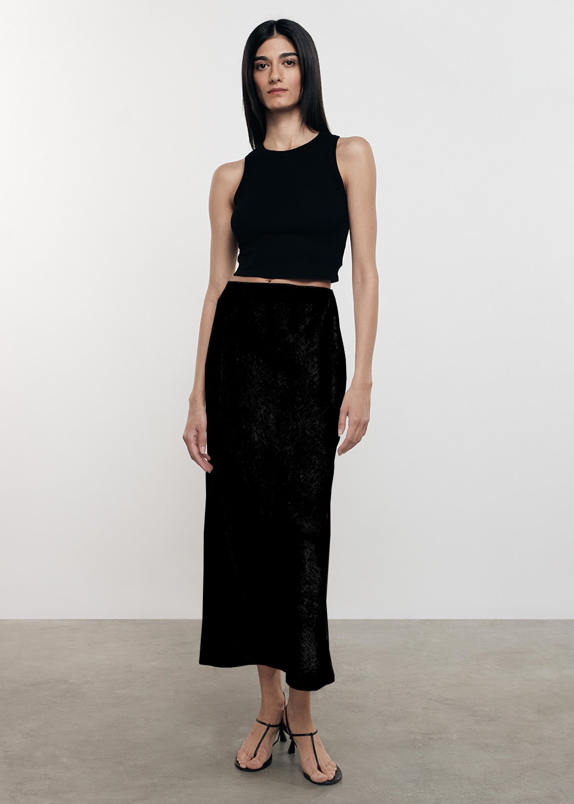 Linen Bias Skirt | Black