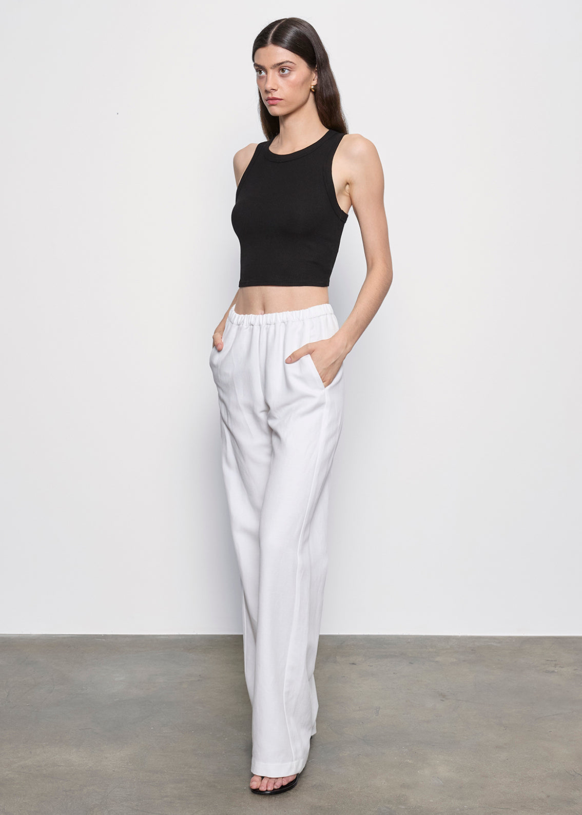 Silk Rib Cropped Tank | Black – Enza Costa