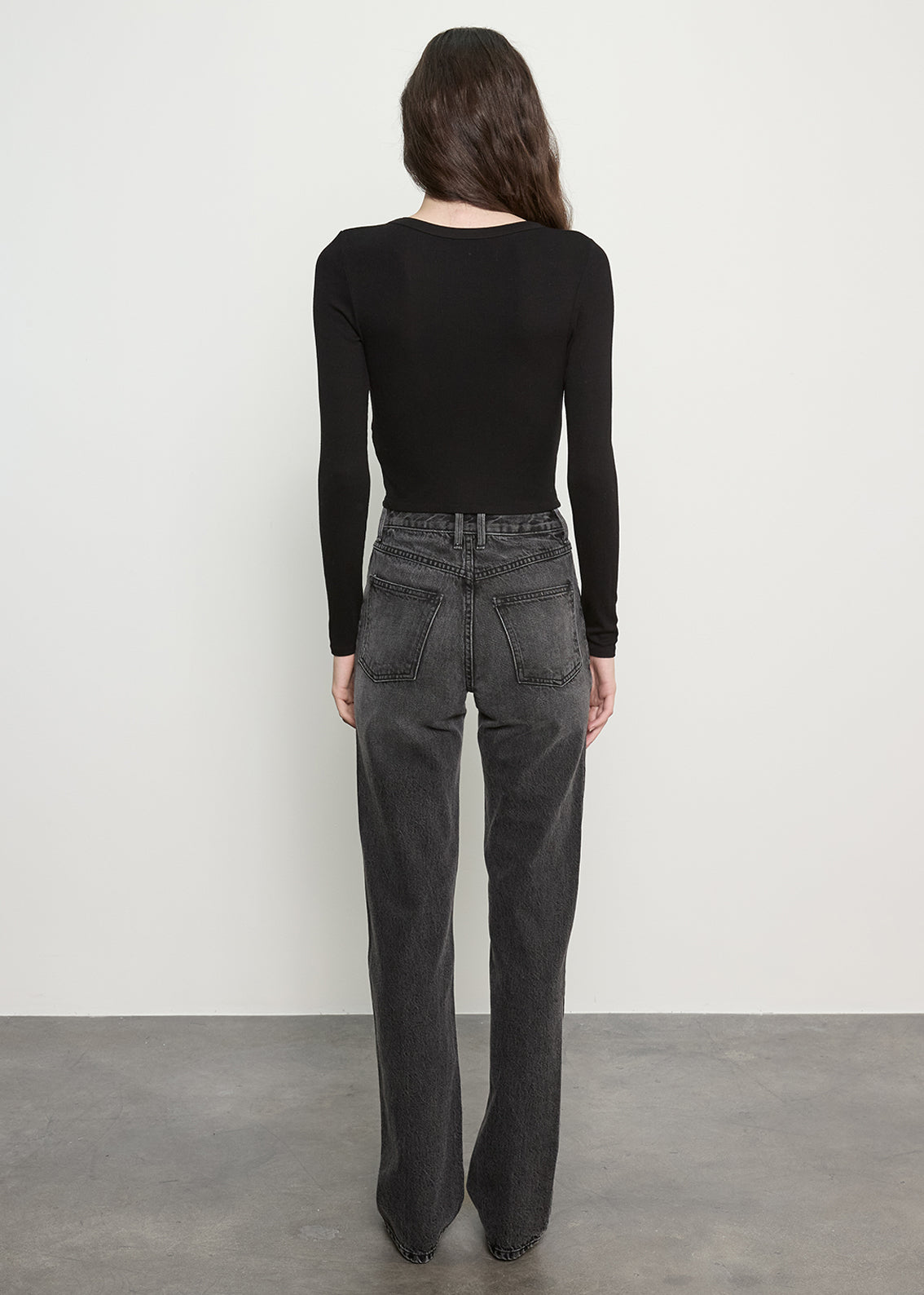 Fluid Silk Rib L/S Tuck Top | Black
