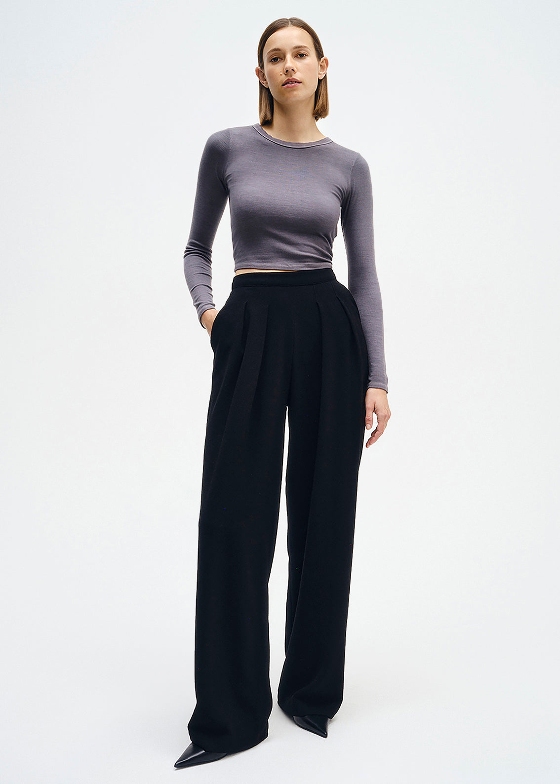 Silk Rib L/S Tuck Top | Castle Rock