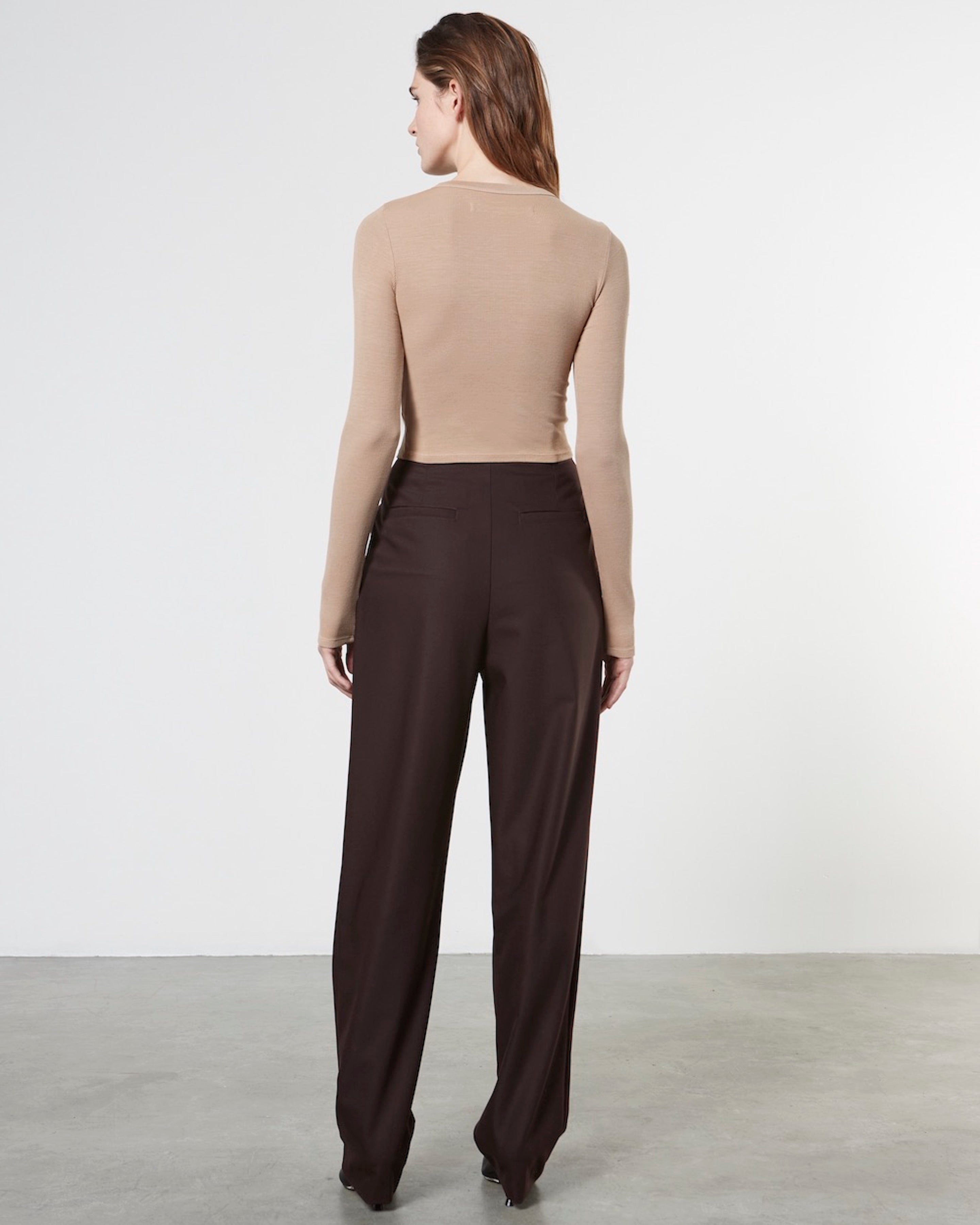 Tapered High-Waist Trouser | Dark Brown