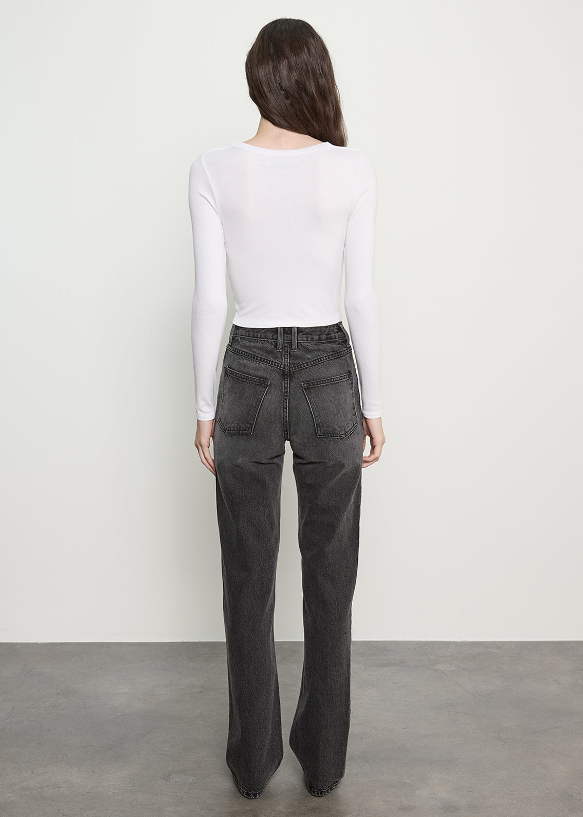 Fluid Silk Rib L/S Tuck Top | White
