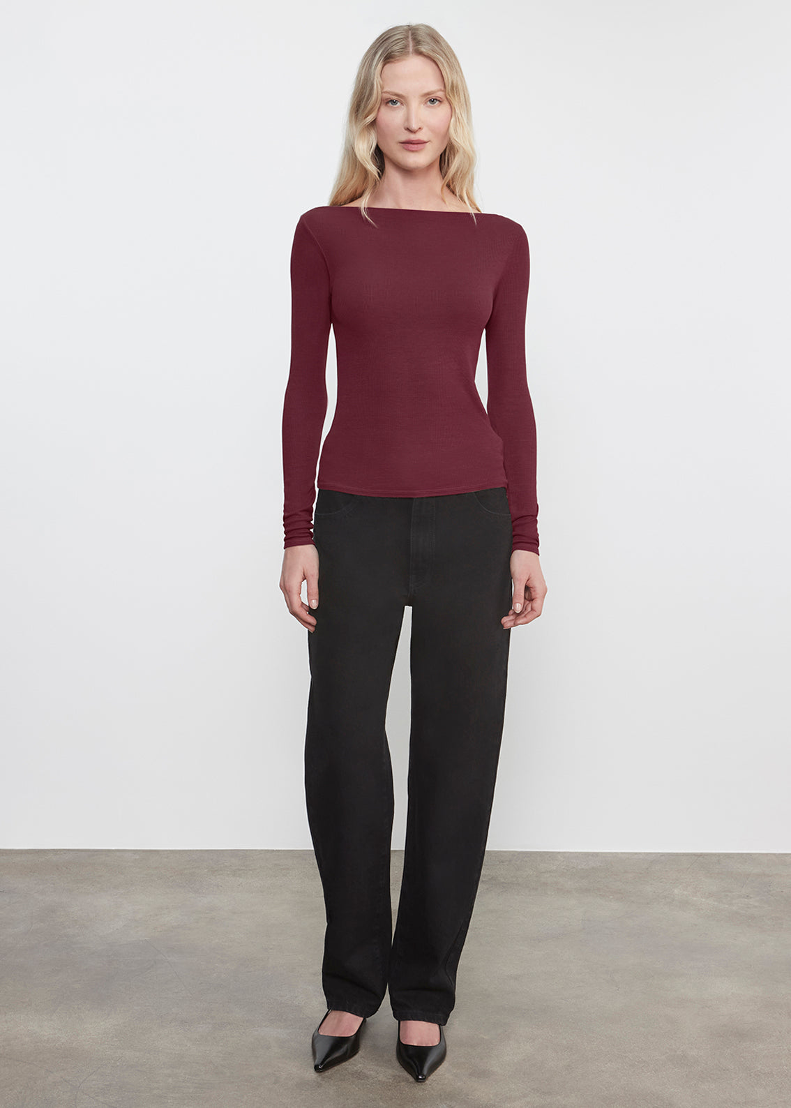 Silk Rib Boatneck | Carmine