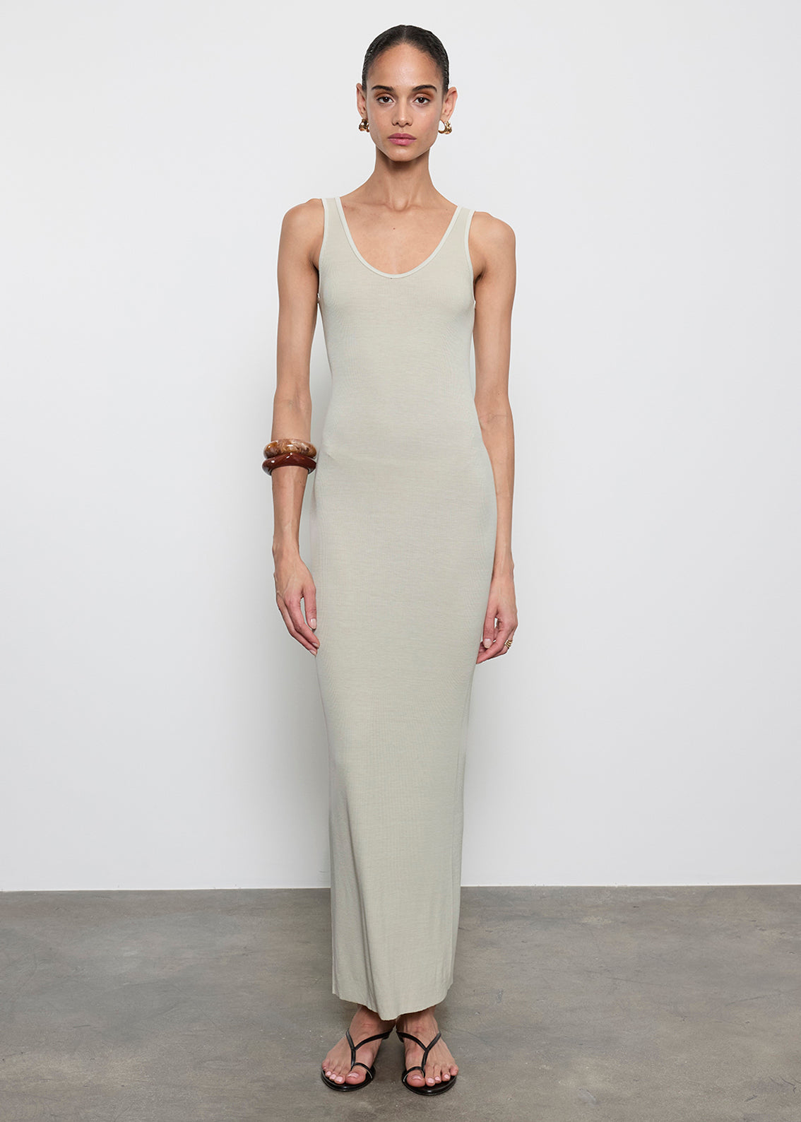 Silk Rib Maxi Tank Dress | Beach Glass