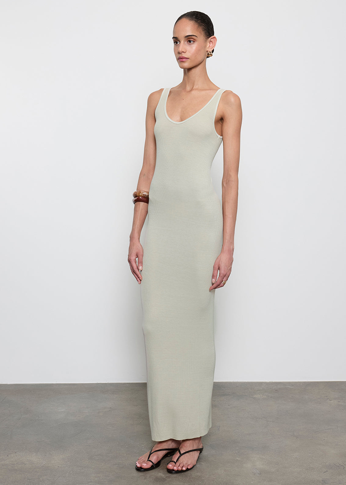 Silk Rib Maxi Tank Dress | Beach Glass