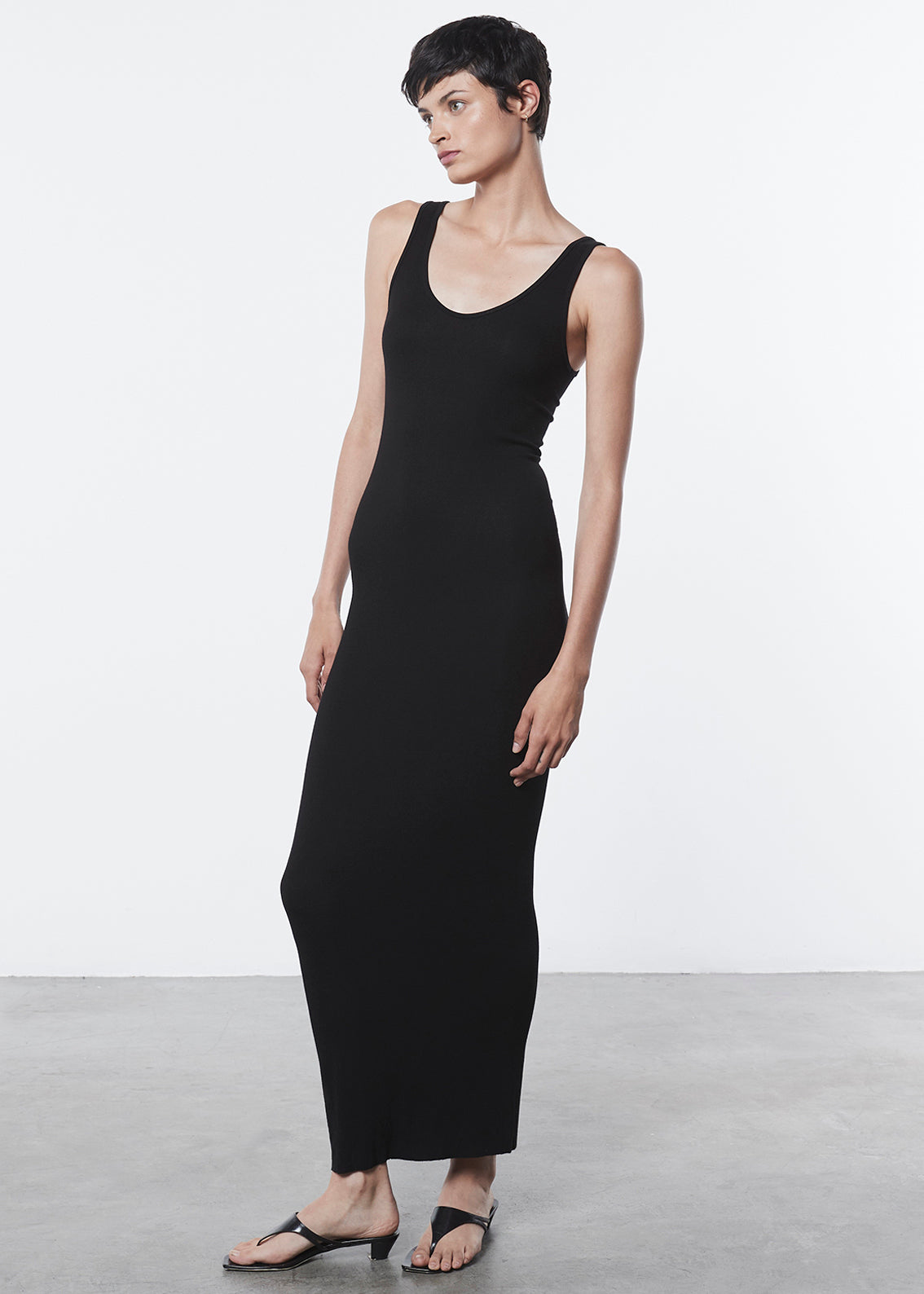 Silk Rib Maxi Dress Black Enza Costa