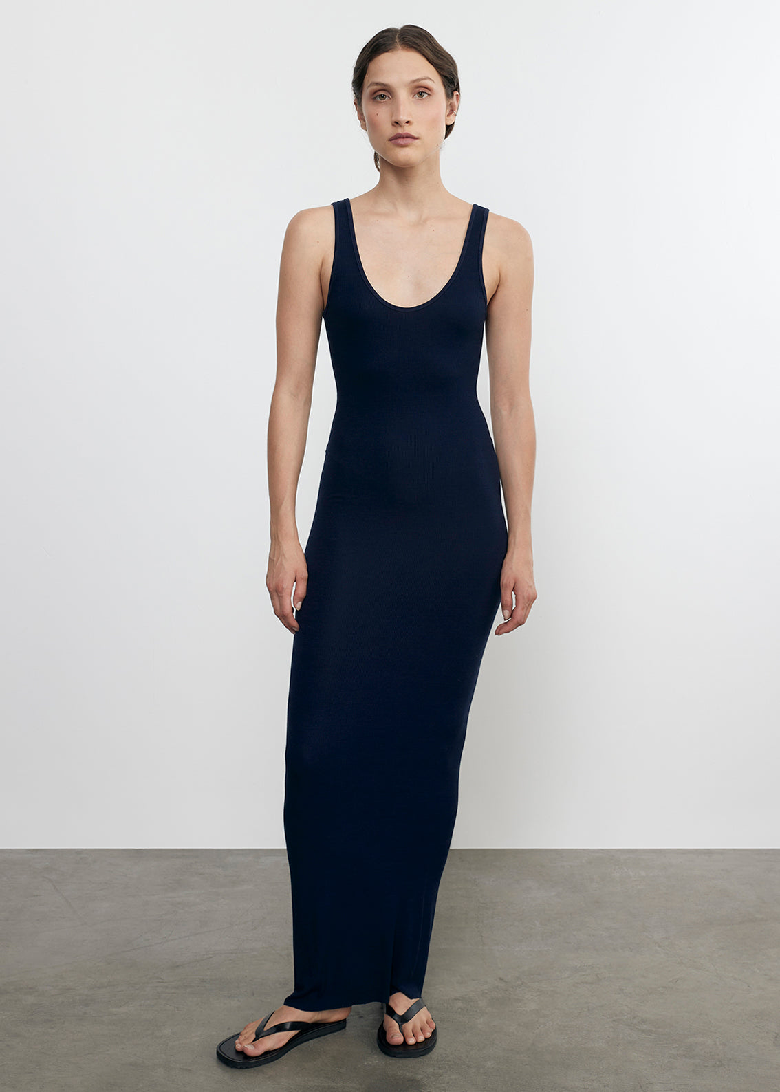 Silk Knit Maxi Tank Dress | Indigo