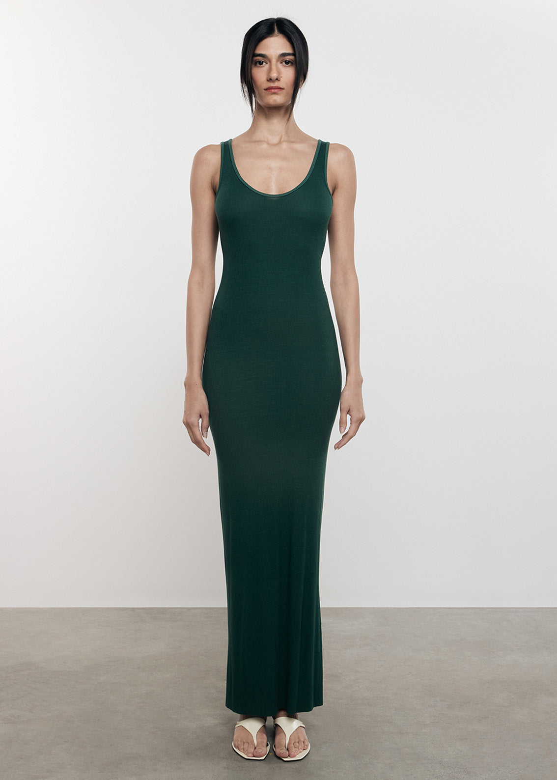 Silk Rib Maxi Dress | Malachite