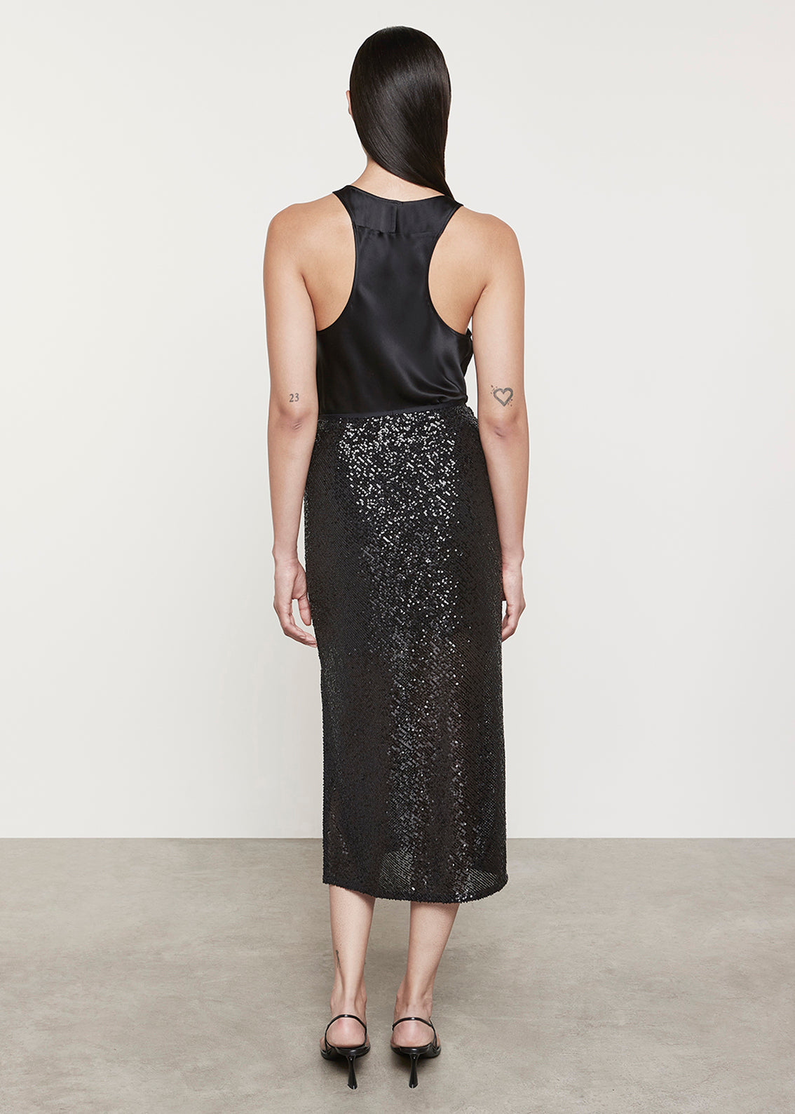 Enza Costa Sequin Skirt Black Back