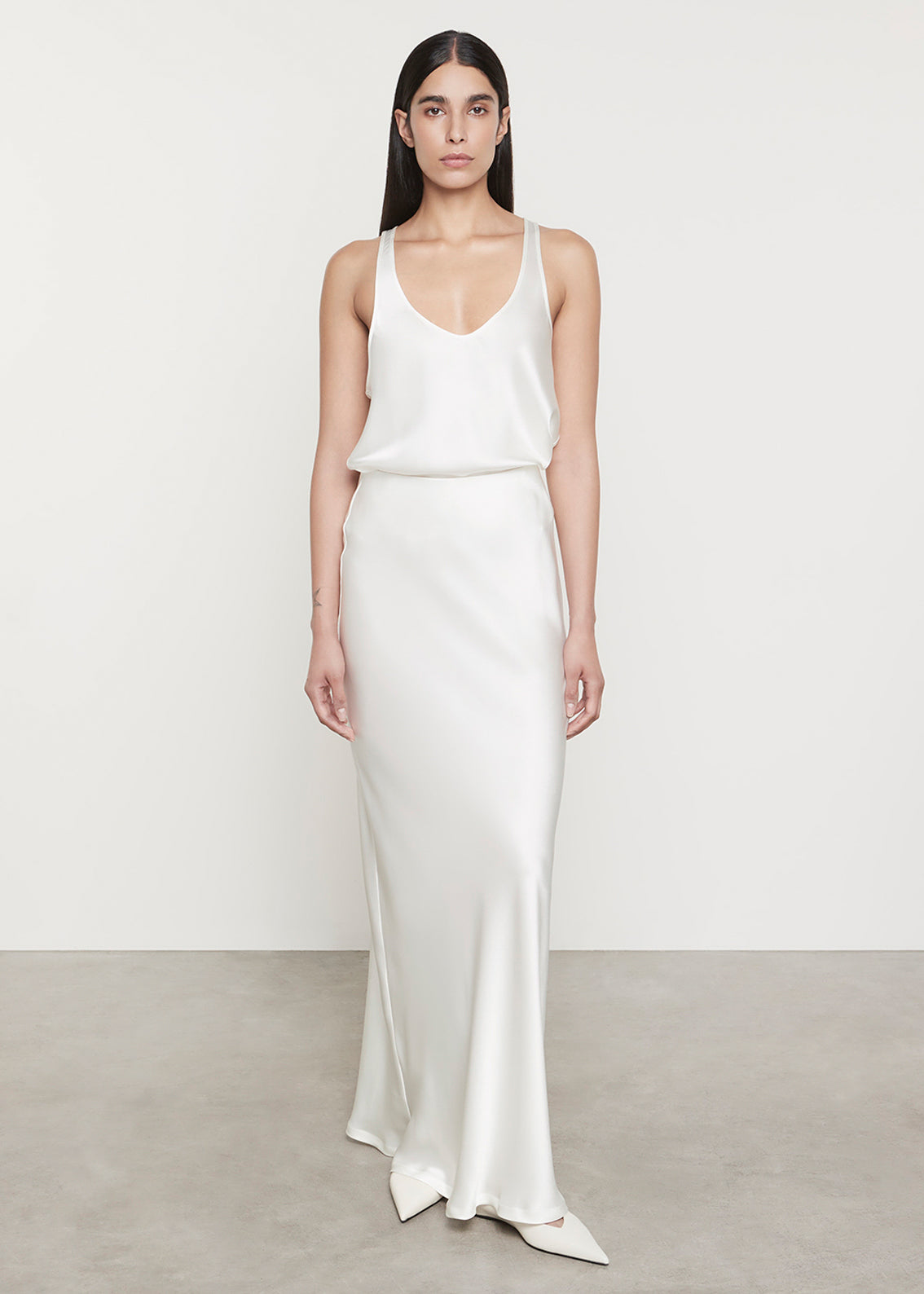 Silk Bias Maxi Skirt | Off White