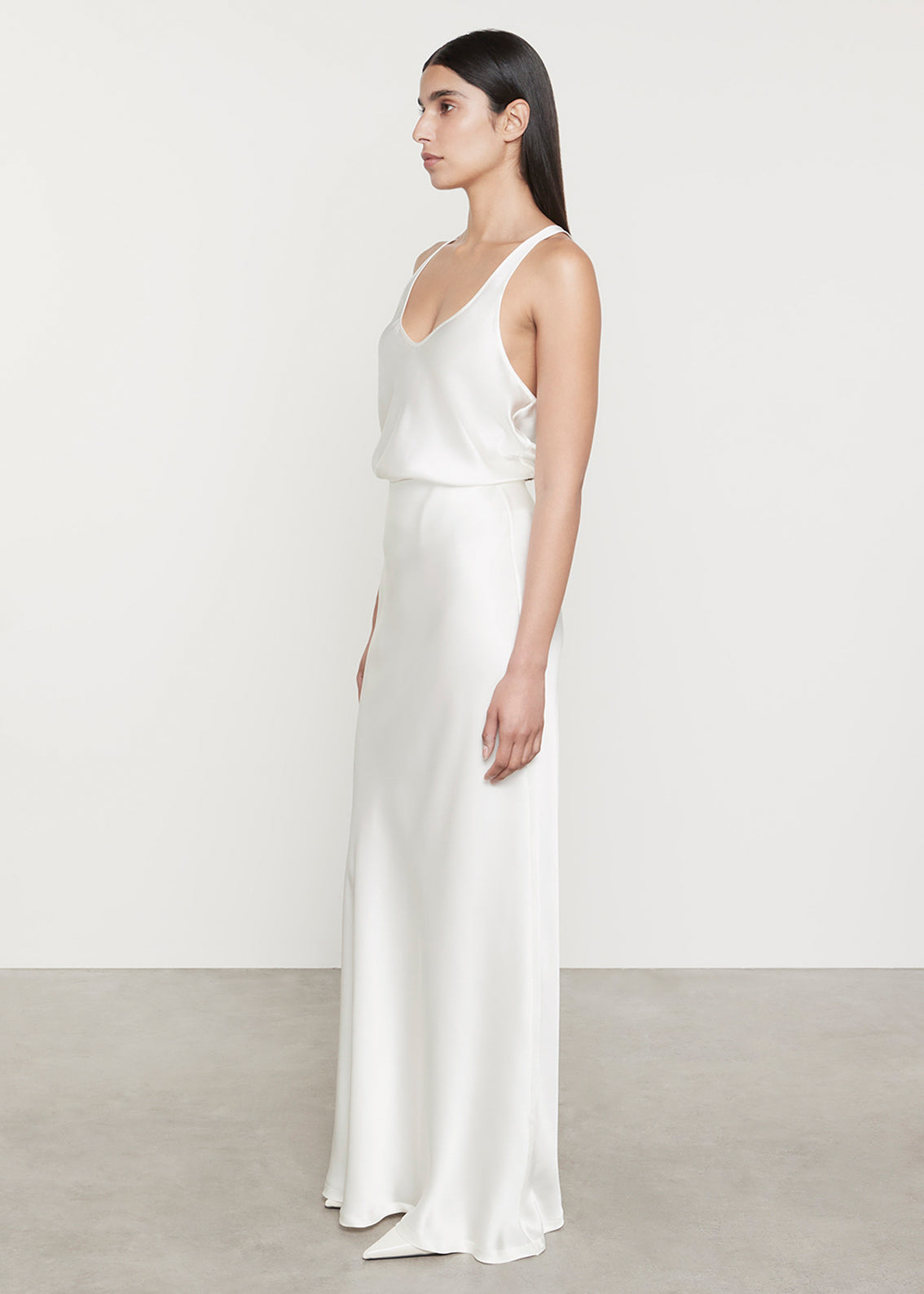 Silk Bias Maxi Skirt | Off White