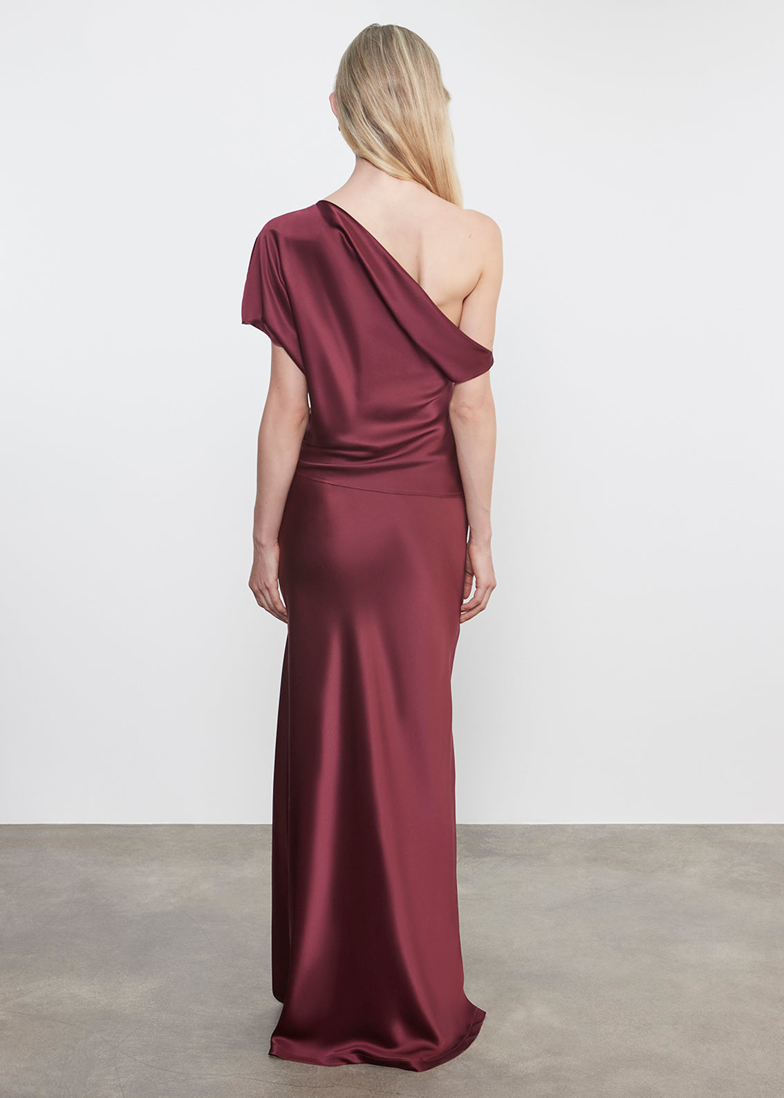 Silk Satin Asymmetrical Drape Top | Carmine – Enza Costa