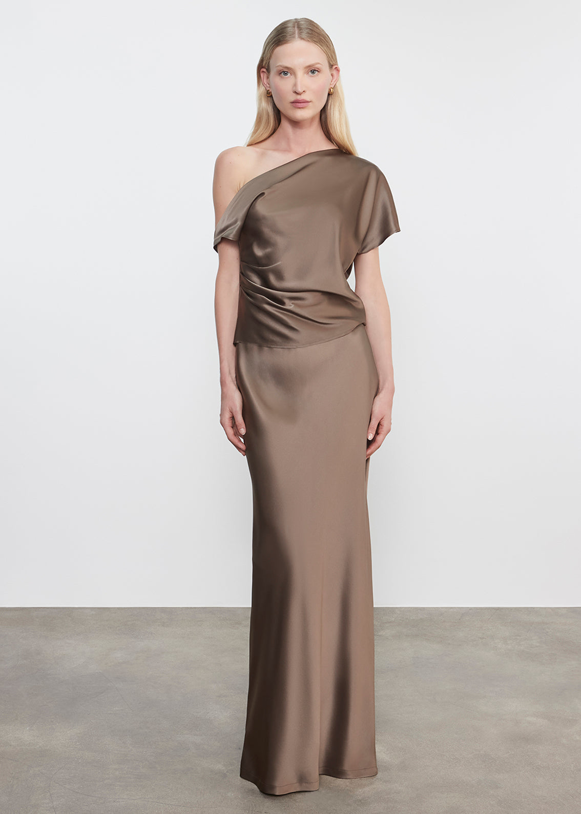 Silk Fill Length Skirt | Mushroom