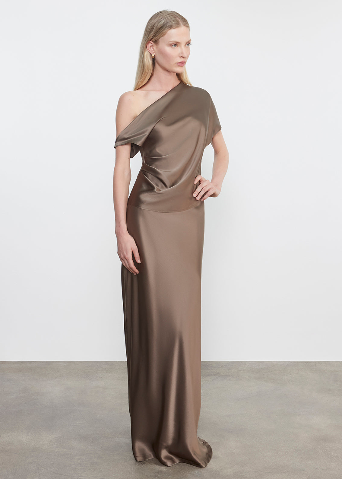 Silk Fill Length Skirt | Mushroom