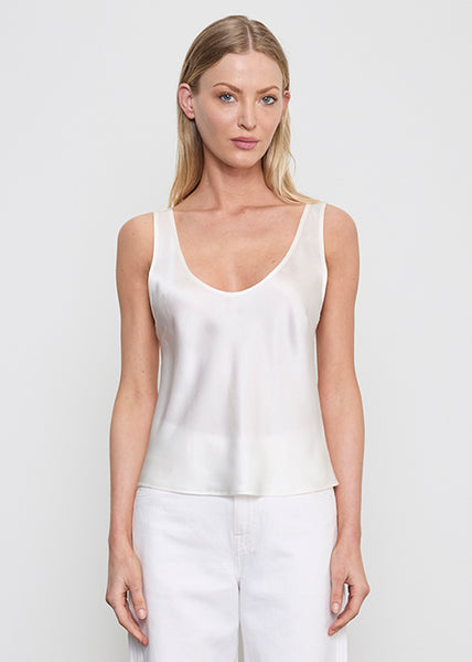 Silk Satin U Tank | Off White – Enza Costa