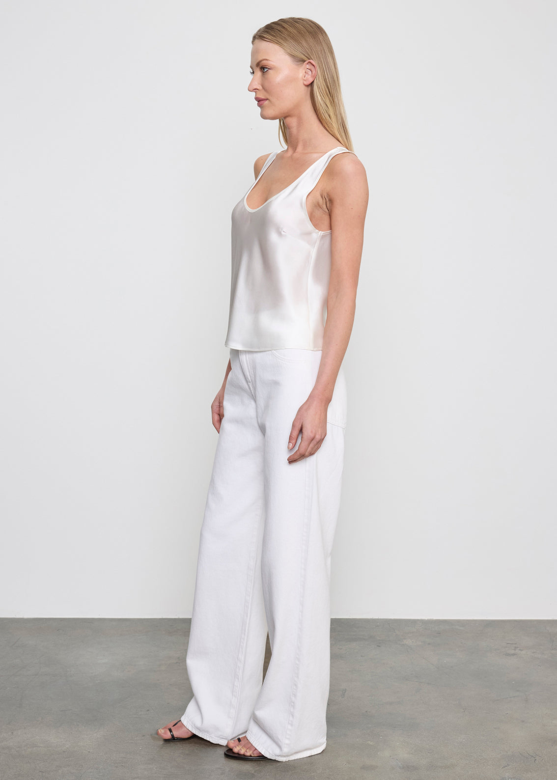 Silk Satin U Tank | Off White