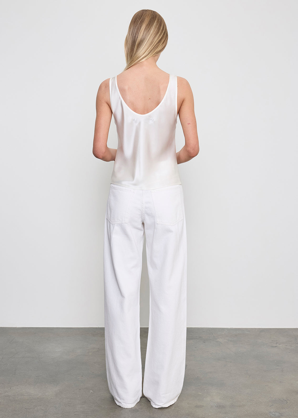 Silk Satin U Tank | Off White