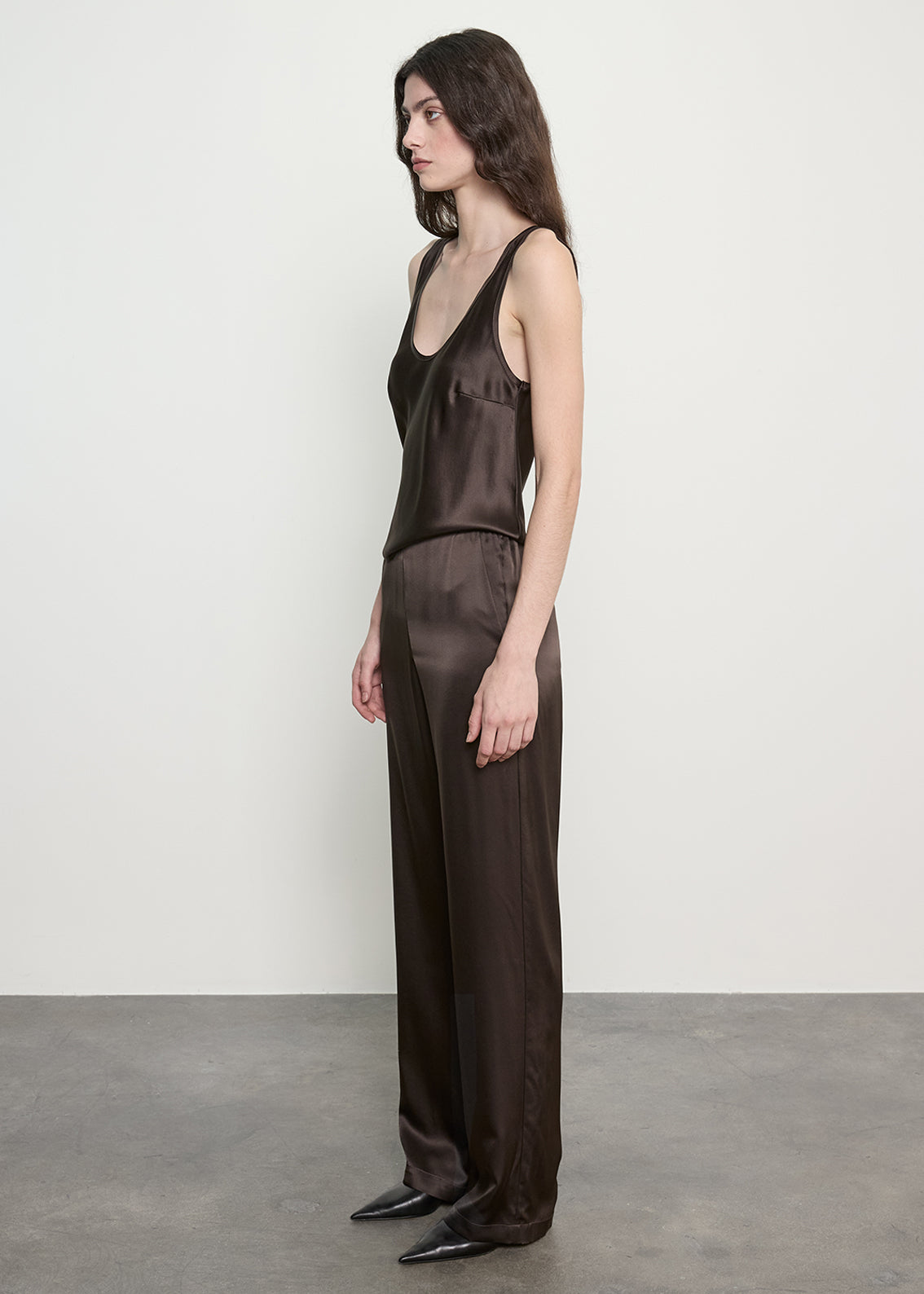 Silk Satin Everywhere Pant | Olive Bronze