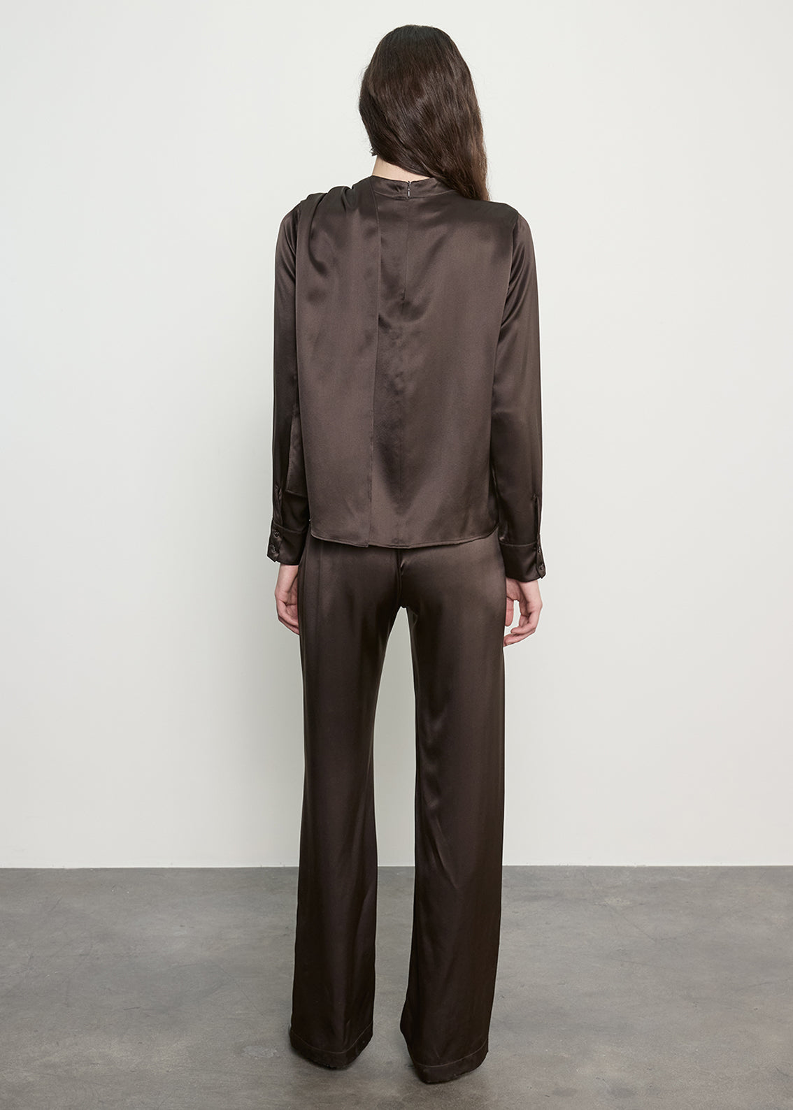 Silk Satin Bandana Blouse | Olive Bronze