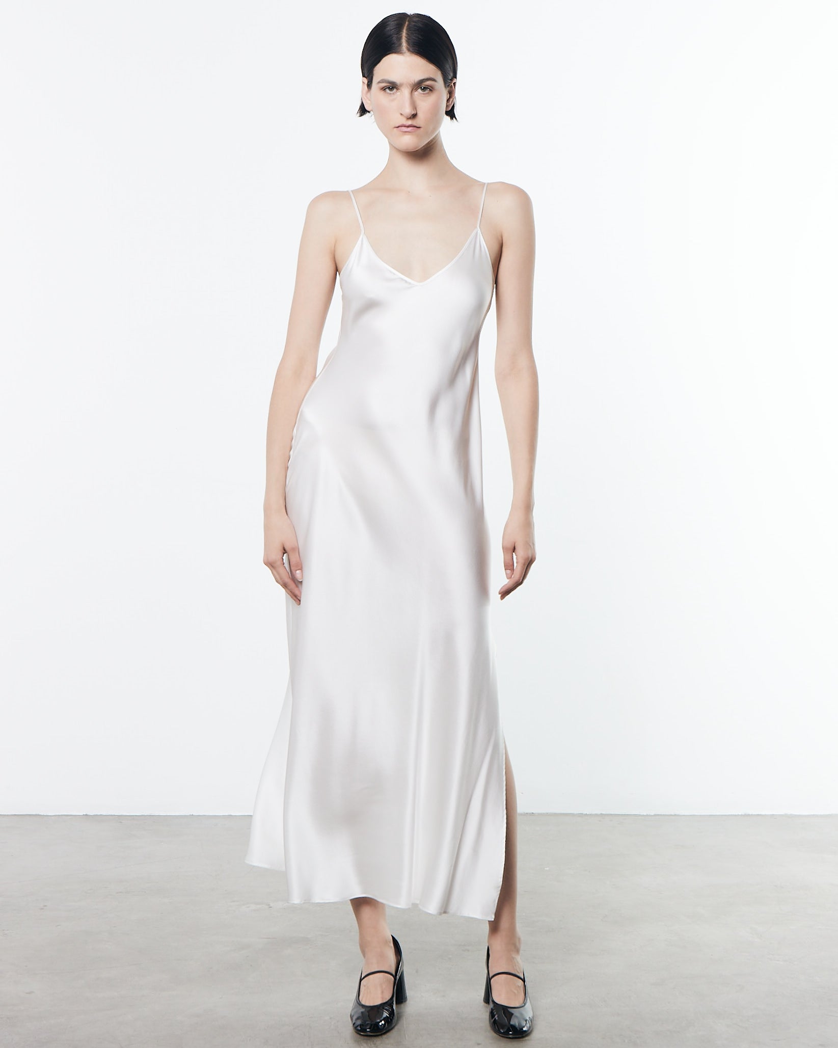 Silk Bias Dress | Off White Front