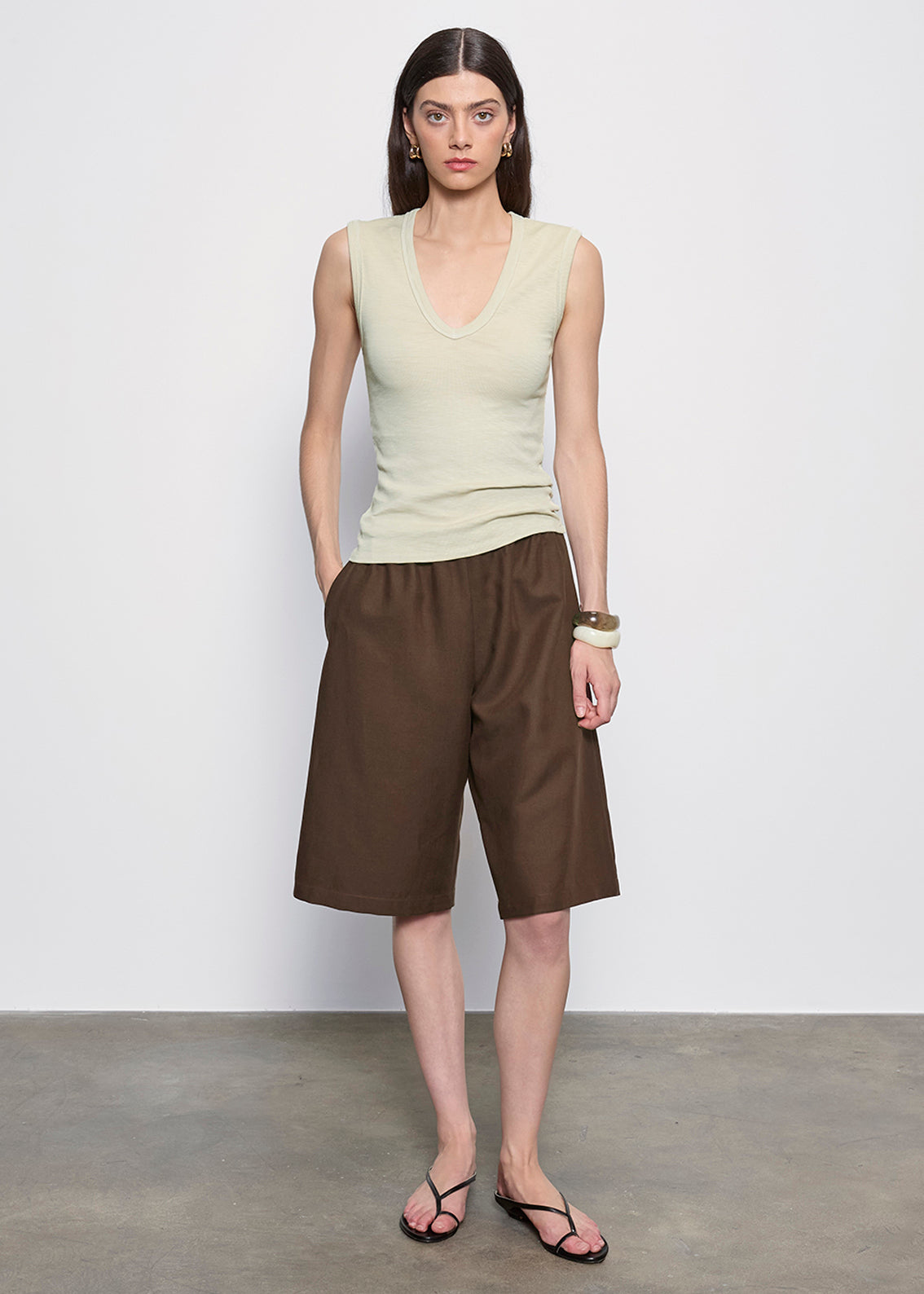 Textured Knit Sleeveless V | Beach Glass