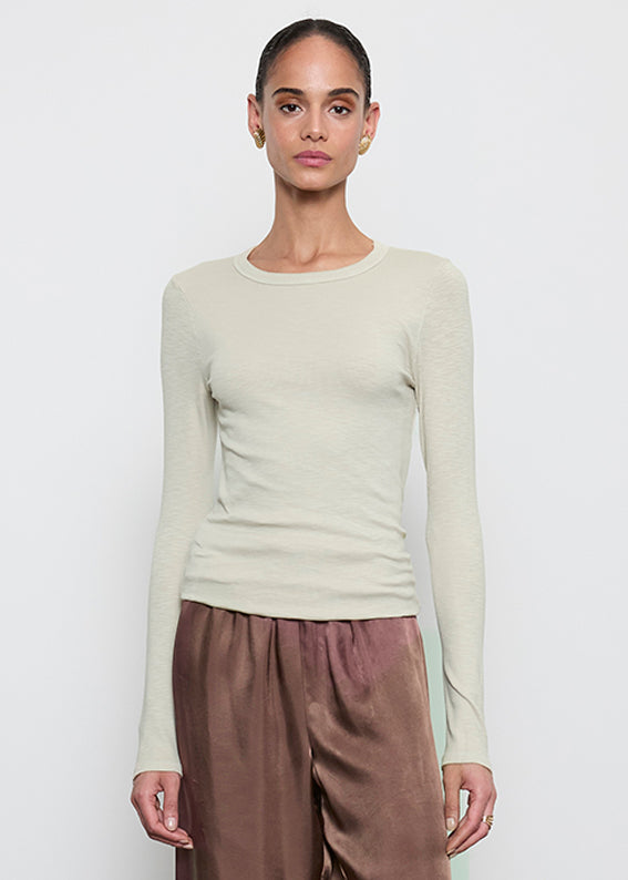 Textured Rib L/S Crew | Beach Glass