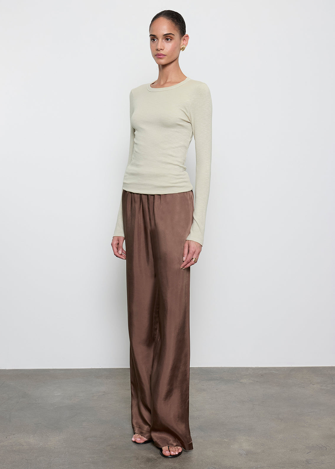 Textured Rib L/S Crew | Beach Glass