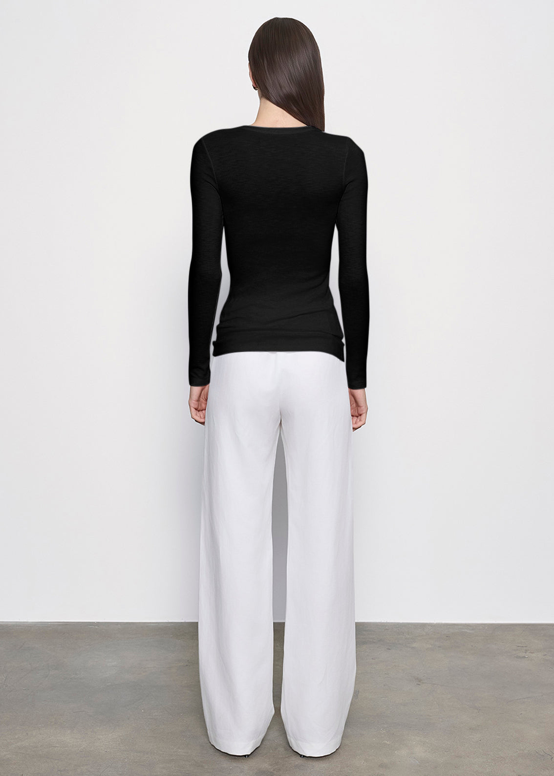 Textured Knit L/S Crew | Black