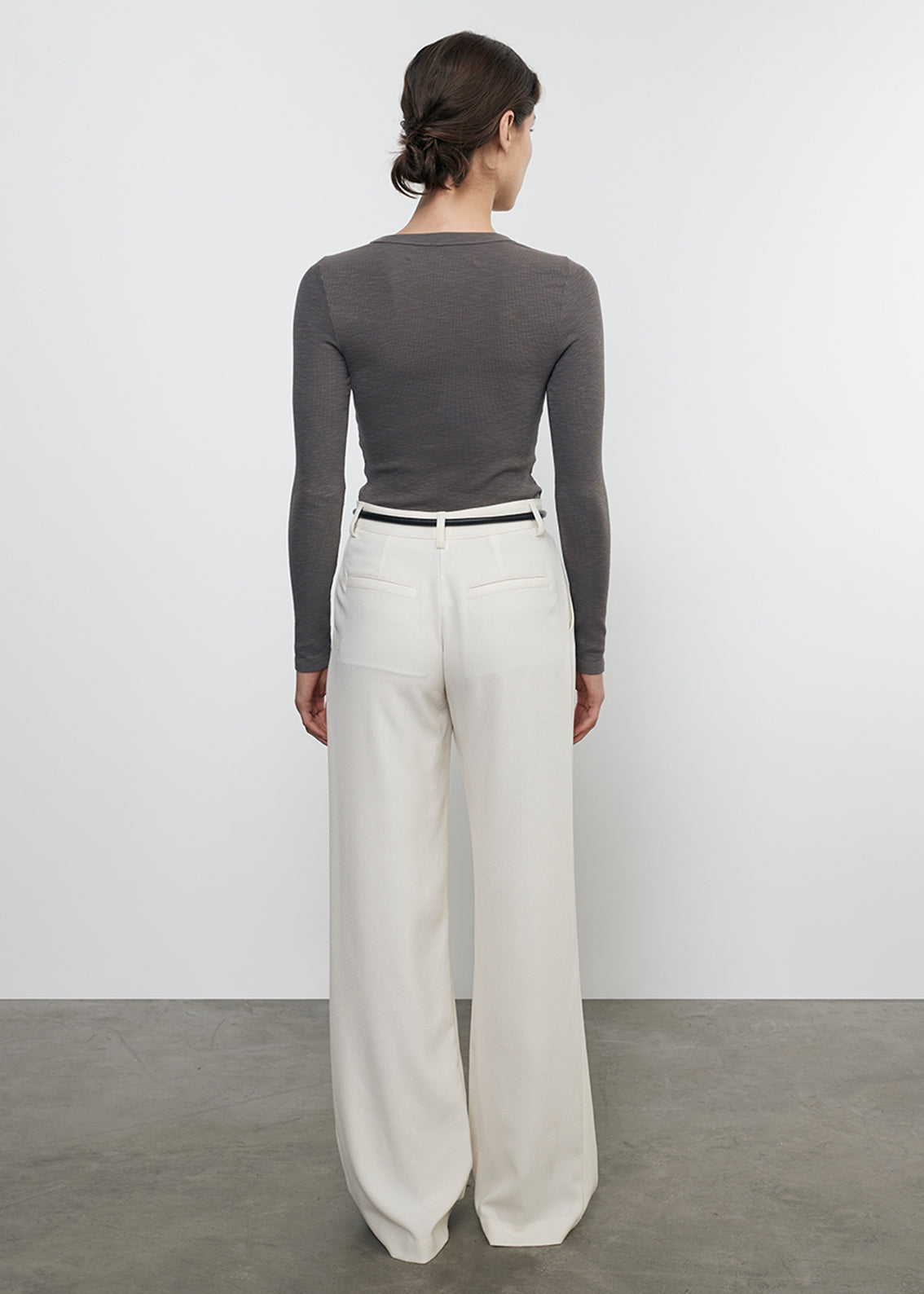 Crepe Mid Rise Trouser | Cream