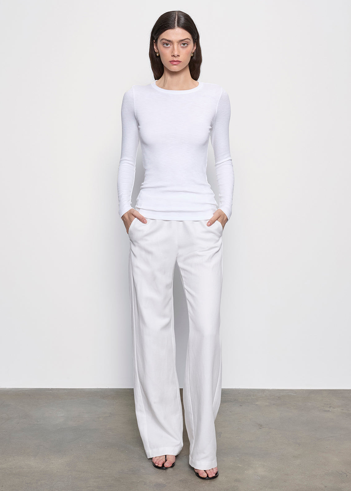 Textured Knit L/S Crew | White