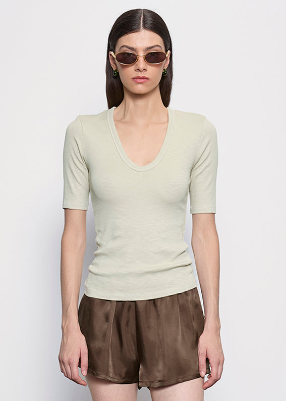 Textured Knit Half Sleeve U | Beach Glass